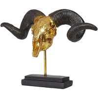 Hansmeier® Deko Skulptur Widder | Gold | Für Außen und Innen | 39 x 28 x 17 cm | Deko Statue Geweih (Widder - Gold)
