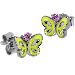 Paar Ohrstecker OSTSEE-SCHMUCK "Ostsee-Schmuck Ohrstecker Schmetterling Ohrstecker Schmetterling", weiß, Ohrringe, Damen, 7 x 6mm, Silber 925 (Sterlingsilber)