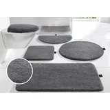 Bruno Banani Badematte Lana, Badvorleger, Badezimmer Teppich, Höhe 25 mm, rutschhemmend beschichtet, fußbodenheizungsgeeignet, schnell trocknend, strapazierfähig, Polyacryl, rund, Badteppich, Badematten, unifarben, auch als 3 teiliges Set & rund grau rund | Ø 100 cm x 25 mm