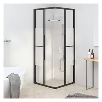 vidaXL Duschkabine Halbmatt 80 x 180 cm Schwarz ESG