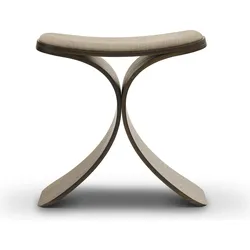 Luno Hocker 45 cm beige dunkle Eiche gepolsterter Sitz