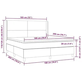vidaXL Boxspringbett 180 x 200 cm Dunkelgrün