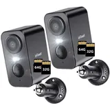 ieGeek Überwachungskamera 3MP Überwachungskamera Außen/InnenAkku (Aussen, Außen/Innen, Außenbereich, drinnen, 2K Kamera Überwachung Kabellos WLAN Aussen IP Kamera Outdoor, 2-tlg., mit PIR Bewegungsmelder 2-Wege-Audio Farbige Nachtsicht Wasserdicht, Cloud/Memory Card Storage Alex 2,4 GHz) schwarz