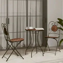 Mosaik-Bistro-Set Terrakottarot Eisen und Keramik