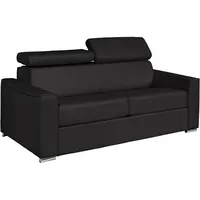 vente-unique Vente-unique-Schlafsofa mit Matratze 3-Sitzer - Liegefläche 140 cm - Matratze 14 cm - Büffelleder - Schwarz - Vizir