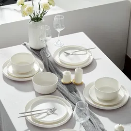 JIWOO Roman Holiday Tafelservice 12-tlg. mattweiß