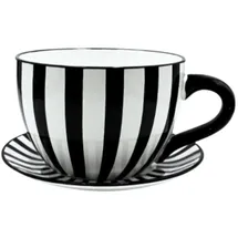 Dekohelden24 Pflanzkübel 25 x 23 x 14 cm Schwarz/Weiß