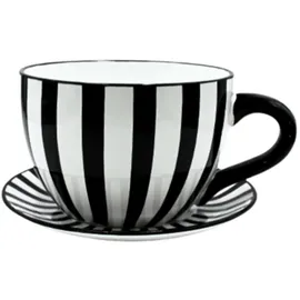 Dekohelden24 Pflanzkübel 25 x 23 x 14 cm Schwarz/Weiß