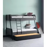 xlmoebel Jugendbett Kids Design Modern 138 x 185 x 210 cm Holz schwarz