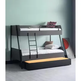 xlmoebel Jugendbett Kids Design Modern 138 x 185 x 210 cm Holz schwarz