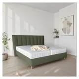 COLLECTION AB Polsterbett CLASSIC Scandi erhältlich in der Breite 180x200cm, 3 Varianten: Rahmen, Rahmen + Rost oder Komplett-Set mit King-Matratze grün
