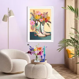 reinders Wandbild 50 x 70 cm Flower Boots Holz Bunt