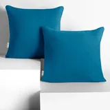 DecoKing 2 Kissenbezüge 80x80 cm Jersey 100% gekämmte Baumwolle Reißverschluss blau Amber