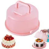 Runder Kuchenbehälter,Kuchenbutler Tortenbehälter,Tortenbehälter Rund Kunststoff Tortenhaube Kuchenbehälter Runde Tragbare Tortenschachtel Für Den Transport Von Kuchen, Keksen, Torte, Desserts (Rosa)