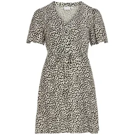 VILA Minikleid Sommerkleid Beige/Schwarz 36