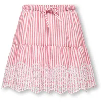 KIDS ONLY Volantrock Mädchen Gestreift Barbados Cherry/Cloud Dancer 158
