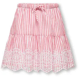 KIDS ONLY Volantrock Mädchen Gestreift Barbados Cherry/Cloud Dancer 158