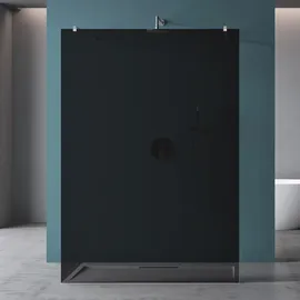 mai & mai Duschwand Duschabtrennung 2 Haltestange für Walk-In Dusche 130cm 8mm Grauglas ESG-Sicherheitsglas mit Nanobeschichtung Bremen01VG+2