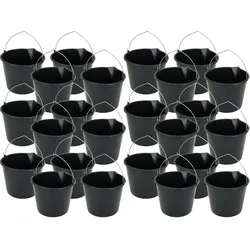 24x Eimer Baueimer Maurereimer 12 L Schwarz Tragehenkel Mörtel Baustelle Garten