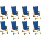 vidaXL Klappbare Gartenstühle mit Kissen 8 Stk. Massivholz Akazie