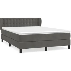 vidaXL Boxspringbett mit Matratze Dunkelgrau 140x200 cm Samt