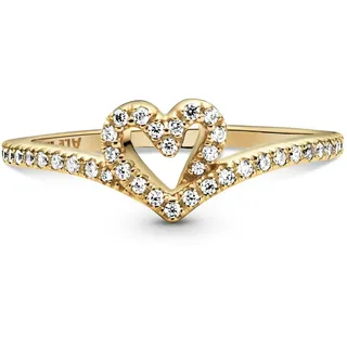 PANDORA SHINE Ring Timeless "Glitzerndes Herz" 14k gelbvergoldet, Zirkonia 169302C01 56