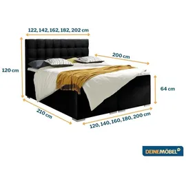 Deine Möbel 24 CLAUDIA 180 x 200 cm H4 Schwarz