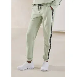 Sweathose FRENCH CONNECTION, Damen, Gr. 32/34, N-Gr, grün, Sweatware, Obermaterial: 60% Baumwolle, 40% Polyester, unifarben mit Farbeinsatz, sportlich, bequem lang, Hosen, mit seitlichen Kontraststreifen und Logodruck