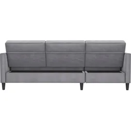 dorel home Ecksofa DOREL HOME "Hartford II", grau, B:213cm H:83cm T:154cm, Veloursstoff 100% Polyester, Sofas, Ecksofa, mit Bettfunktion und Stauraum, Recamiere beidseitig montierbar