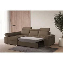 moeblo Ecksofa L mit Schlaffunktion, verstellbaren Kopfstützen & Bettkasten – Modernes Schlafsofa mit Stauraum - Ecksofa Luka L - Braun (Twist 0... - Braun