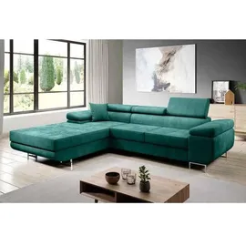 beautysofa Eckcouch Velour 2-Sitzer Grün