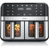Arendo Heißluftfritteuse XXL Doppelkammer 9L schwarz