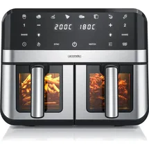 Arendo Heißluftfritteuse XXL Doppelkammer 9L schwarz