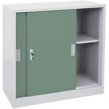 MCW Aktenschrank, Preston MCW-F41, Stahlschrank Büroschrank, mit abschließbaren Schiebetüren 90x90x45cm ~ grün