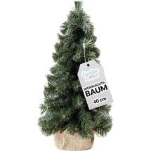 Creative Home Kleiner Weihnachtsbaum Tannenbaum Künstlich 40 cm | Künstlicher Weihnachtsbaum Deko Jutesack | Christbaum für Tisch Fensterbrett Büro | Innen, Außen | Geschenk Dekoration Weihnachtsdeko