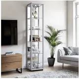 K-Möbel Glasvitrine C1016 176 x 37 x 33 cm Silber
