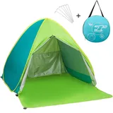 Neue Portable mit Reißverschluss Tür Pop Up Beach Zelt Outdoor Anti UV-Strand Zelt Sonne Shelter, automatische Instant Familie Cabana für Camping Strand Angeln Garten, Mix- Green