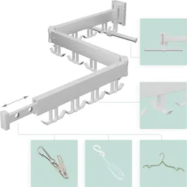 Relaxdays Klappbarer Wäscheständer zur Wandmontage 0 m weiß