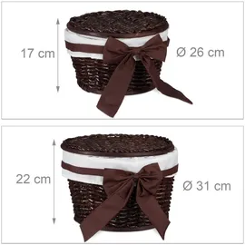 Relaxdays Korbset Aufbewahrungskorb 31 x 31 x 22 cm Braun