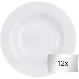 Home4You Suppenteller 12er Set, Weiß - Ø 21,5 cm - Bone China - 12er Set