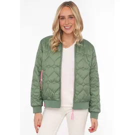 Zwillingsherz Bomberjacke "Be Happy", Damen, Gr. L, grün (tannengrün), Steppware, Obermaterial: 100% Polyester, regular fit kurz, angesetztes Bündchen, Jacken Bomberjacke, modisch, Kontrastdetails, regular fit, langärmelig, mit Herzsticker