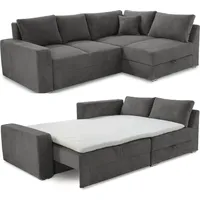 luma-home Eckcouch Cord 3-Sitzer Dunkelgrau