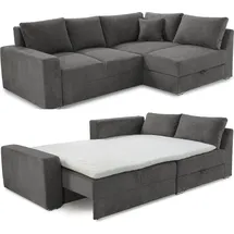luma-home Eckcouch Cord 3-Sitzer Dunkelgrau