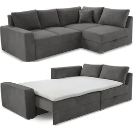 luma-home Eckcouch Cord 3-Sitzer Dunkelgrau