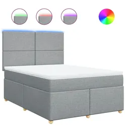 vidaXL Boxspringbett mit Matratze Hellgrau 140x200 cm Stoff