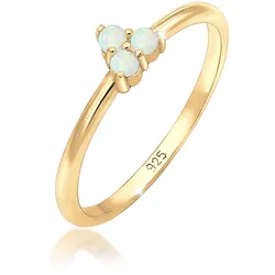 Fingerring ELLI "Opal Kreis Trio Trend 925er Silber" Gr. 58, gold (gold, weiß), Fingerringe, Damen, 58mm,mit Steinen, Silber 925 (Sterlingsilber), 1mm
