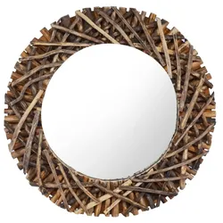 vidaXL Wandspiegel 60 cm Teak Rund