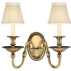 Wandlampe Leuchte Massives Messing H 27,5 cm Flurleuchte 2 Flammig