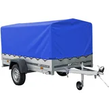 Einachsanhänger mit Blattfedern 230x125 UNITRAILER GARDEN 230/R KIPP mit H-800-Rahmen und blauer Plane