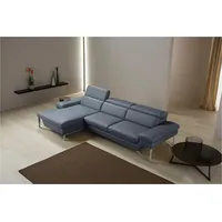Egoitaliano Ecksofa Princess, elegantes Designsofa mit erstklassigem Sitzkomfort, L-Form, mit Recamiere, inkl. Kopfteilverstellung, edle Designmetallfüße grau
